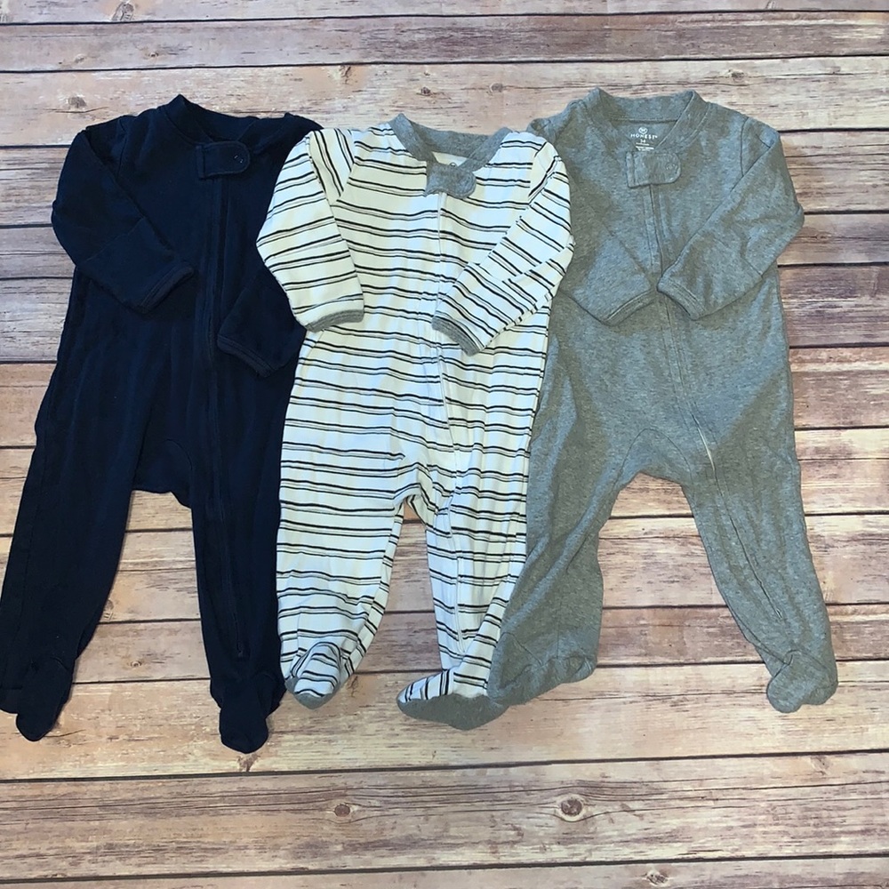 Honest set of 3 footie pajamas
